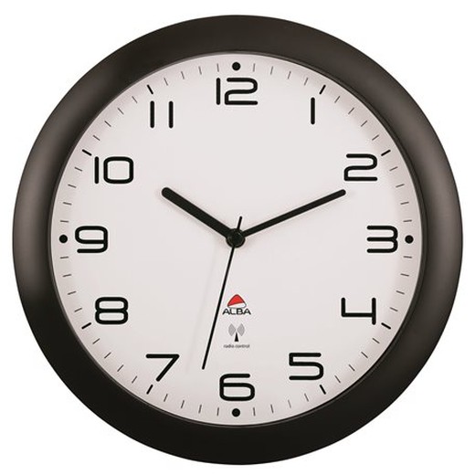 Nástenné hodiny, riadené rádiovým signálom, 30 cm, ALBA "Hornewrc", čierna