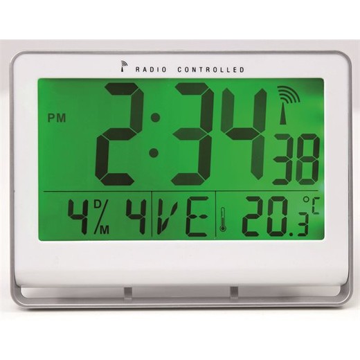 Nástenné hodiny, riadené rádiovým signálom, LCD displej, 22x20 cm, ALBA "Horlcdneo", strieborné