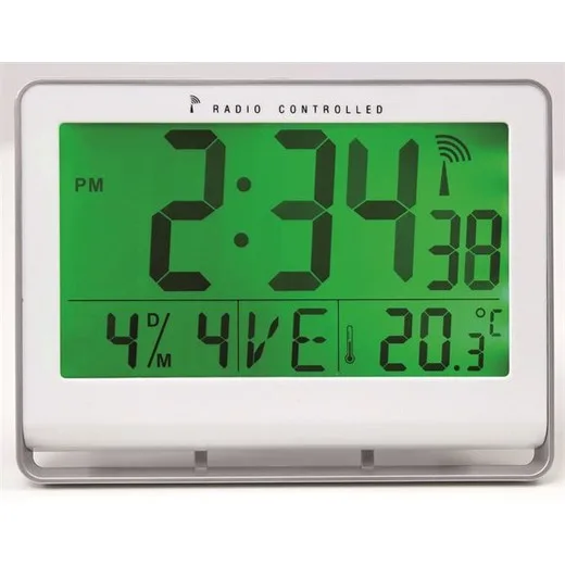 Nástenné hodiny, riadené rádiovým signálom, LCD displej, 22x20 cm, ALBA "Horlcdneo", strieborné