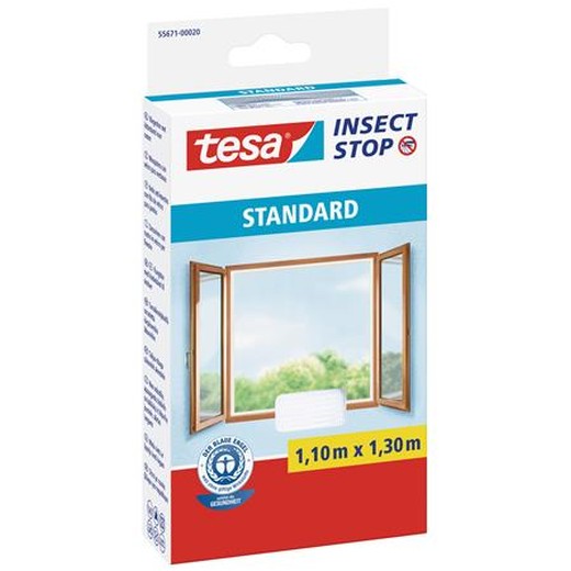 Sieťka na okno, proti hmyzu, suchý zips, 1,1 x 1,3 m, TESA "Insect Stop", biela