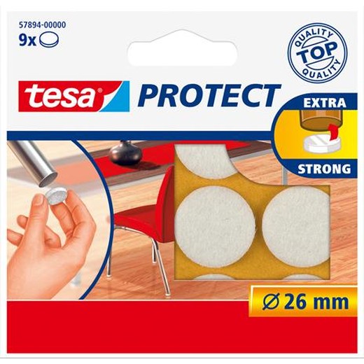 Ochranné podložky, okrúhle, proti poškriabaniu, 26 mm, TESA "Protect®", biela