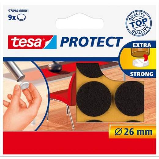 Ochranné podložky, okrúhle, proti poškriabaniu, 26 mm, TESA "Protect®", hnedá