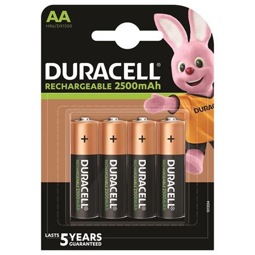 Nabíjateľná batéria, AA tužková, 4x2500 mAh, DURACELL