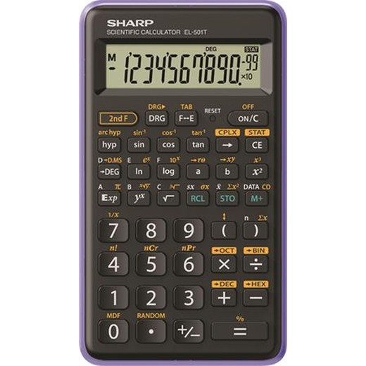 Kalkulačka, vedecká, 146 funkcií, SHARP "EL-501TBVL", čierna-fialová