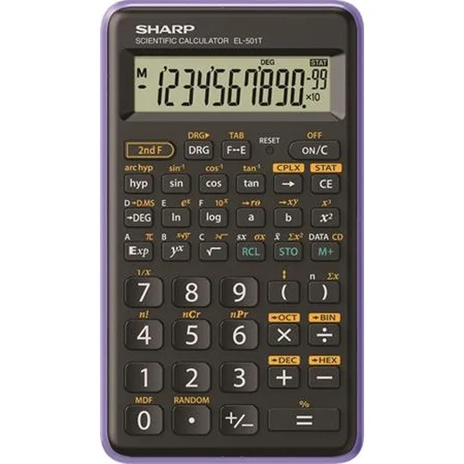 Kalkulačka, vedecká, 146 funkcií, SHARP "EL-501TBVL", čierna-fialová