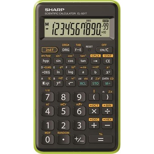 Kalkulačka, vedecká, 146 funkcií, SHARP "EL-501TBGR", čierna-zelená
