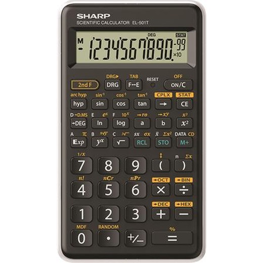 Kalkulačka, vedecká, 146 funkcií, SHARP "EL-501TBWH", čierno-biela