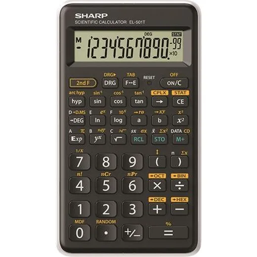 Kalkulačka, vedecká, 146 funkcií, SHARP "EL-501TBWH", čierno-biela