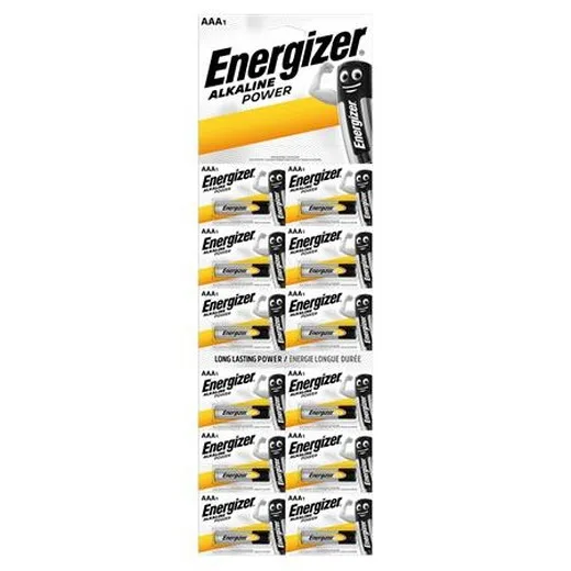 Batérie, AAA mikro, 12 ks, po jednom trhateľné, ENERGIZER "Alkaline Power Kartella"