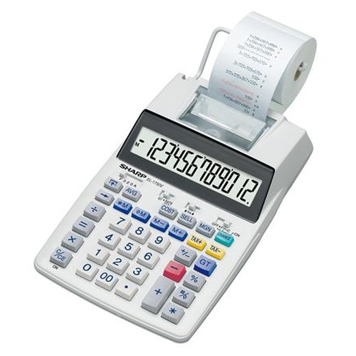 Kalkulačka s tlačou, 12 miestny displej, 2 farebná tlač, SHARP "EL-1750V"