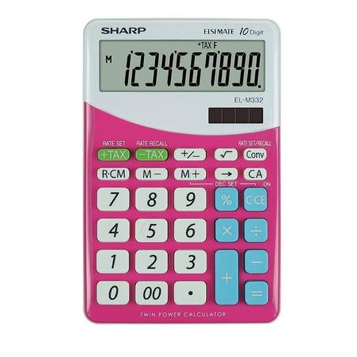 Kalkulačka, stolová, 10 číslic, SHARP "EL-M332", pink
