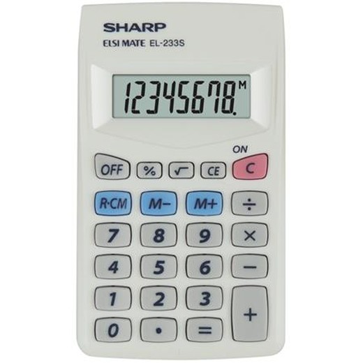 Kalkulačka, vrecková, 8 miestny displej, SHARP "EL-233S"