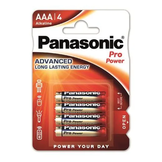 Batéria, AAA mikrotužková, 4 ks, PANASONIC "Pro power"