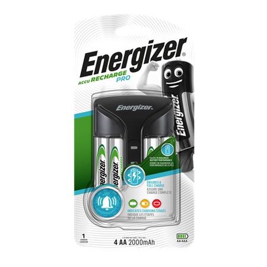 Nabíjačka batérií, AA tužková/AAA mikrotužková, 4x2000 mAh AA (prednabité), s displejom, ENERGIZER "Pro"