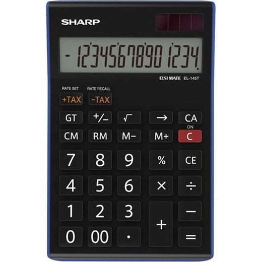 Kalkulačka, stolová, 14 miestny displej, SHARP "EL-145TBL"
