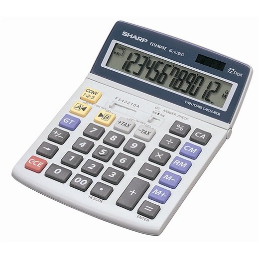 Kalkulačka, stolová, 12 miestny displej, SHARP "EL-2125C"