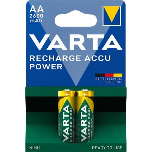 Nabíjateľná batéria, AA, tužková 2x2600 mAh, prednabitá, VARTA "Power"