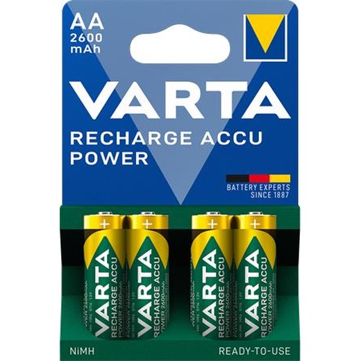 Nabíjateľná batéria, AA tužková , 4x2600 mAh, prednabitá, VARTA "Power"