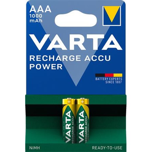 Nabíjateľná batéria, AAA, mikrotužková, 2x1000 mAh, VARTA "Power"