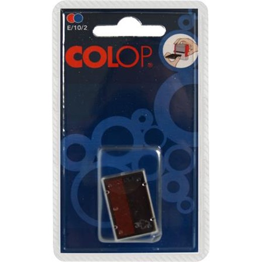Náhradná poduška k pečiatkám, 2 ks/blister, COLOP "E/10/2", červená-modrá