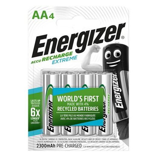 Nabíjateľná batéria, AA tužková, 4×2300 mAh, prednabité, ENERGIZER "Extreme"