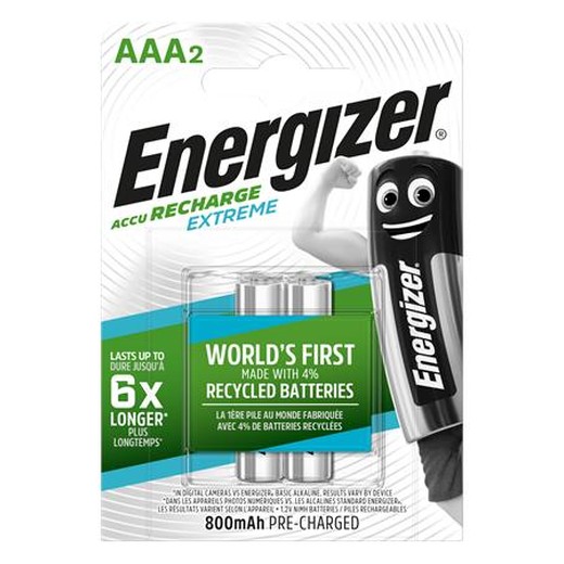 Nabíjateľná batéria, AAA mikro, 2x800 mAh, prednabitá, ENERGIZER "Extreme"