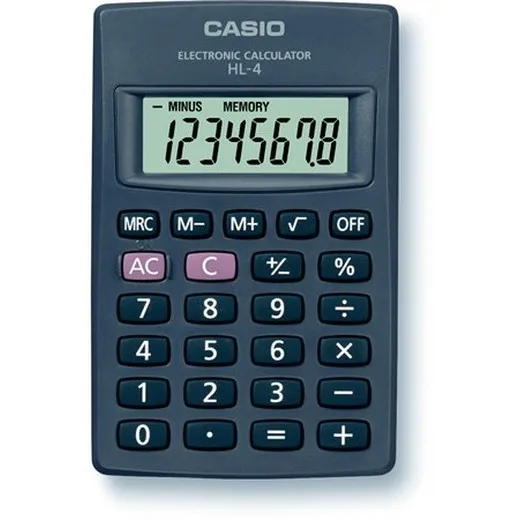 Kalkulačka, vrecková, 8 miestny displej, CASIO "HL-4T"