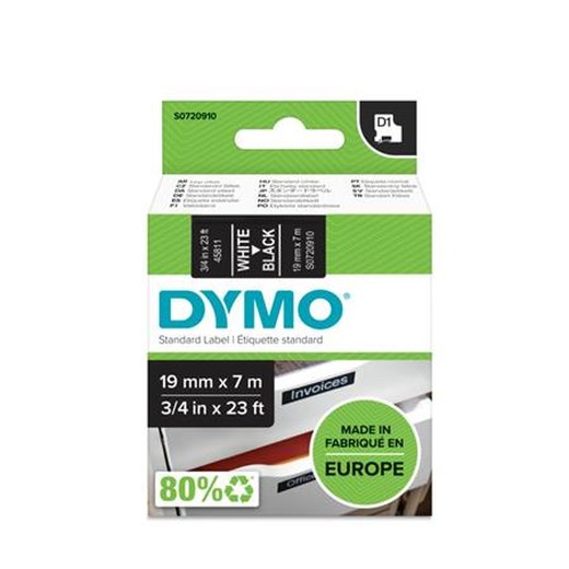DYMO štítkovacia kazeta 19x7m biela/čier.