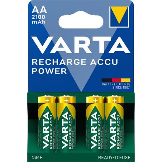 Nabíjateľná batéria, AA, tužková, 4x2100 mAh, prednabitá, VARTA "Power"
