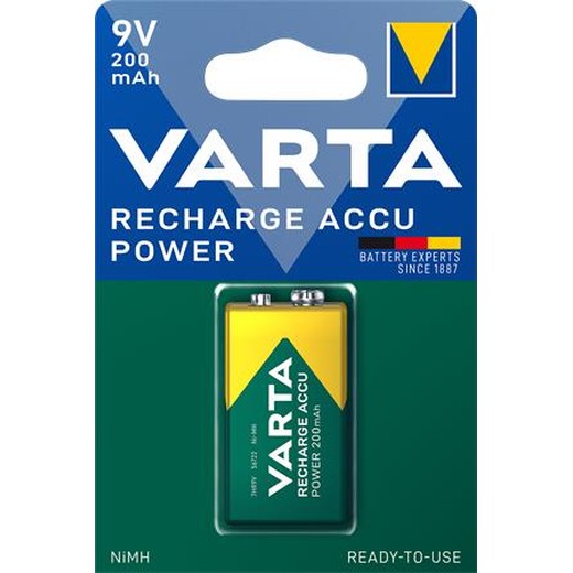 Nabíjateľná batéria, 9V, 1x200 mAh, prednabitá, VARTA "Power"
