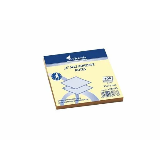 Samolepiaci bloček, "Z", 75x75 mm, 100 listov, VICTORIA OFFICE, žltá
