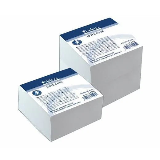 Kancelársky blok, 9x9x9cm, biele, VICTORIA OFFICE