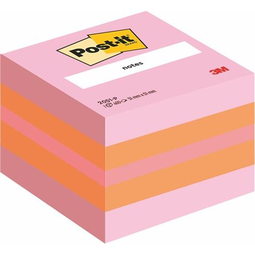 Samolepiaci bloček, 51x51 mm, 400 listov, 3M POSTIT, pink
