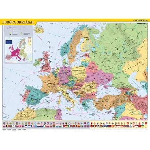 Podložka na stôl, obojstranná, STIEFEL "Európa országai/Európa gyerektérkép/Európa/Európa detská mapa" - výrobok v MJ