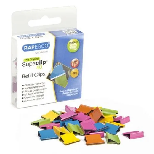 Klip na dokumenty, RAPESCO, "Supaclip40", mix farieb
