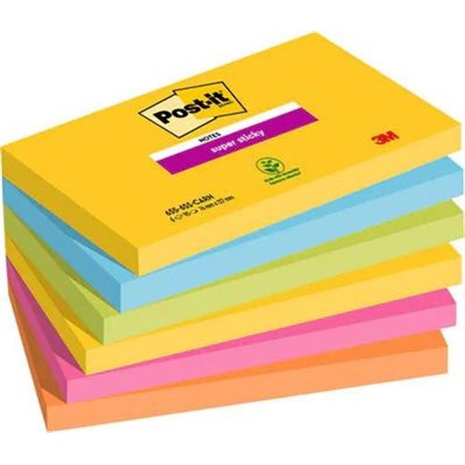 Samolepiaci bloček, 76x127 mm, 90 listov, 3M POSTIT, Carnival