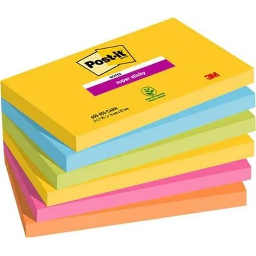 Samolepiaci bloček, 76x127 mm, 90 listov, 3M POSTIT, Carnival