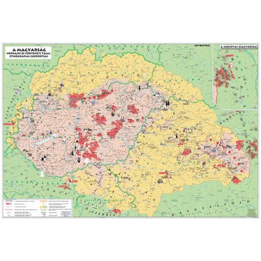 Podložka na stôl, obojstranná, STIEFEL "Magyarország néprajzi térkép/Maďarská etnografická mapa" - výrobok v MJ