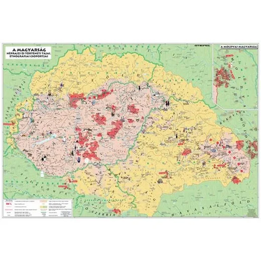 Podložka na stôl, obojstranná, STIEFEL "Magyarország néprajzi térkép/Maďarská etnografická mapa" - výrobok v MJ