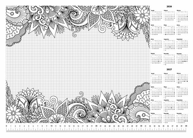 Podložka na stôl, A3, 410x297 mm, vyfarbiteľná, PANTA PLAST, "kvety"