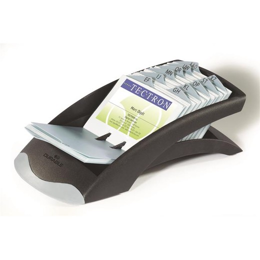 Kartotéka na vizitky, plastová, 200-kusová, A-Z rozlišovač, ležatá, DURABLE, "VISIFIX®", čierna