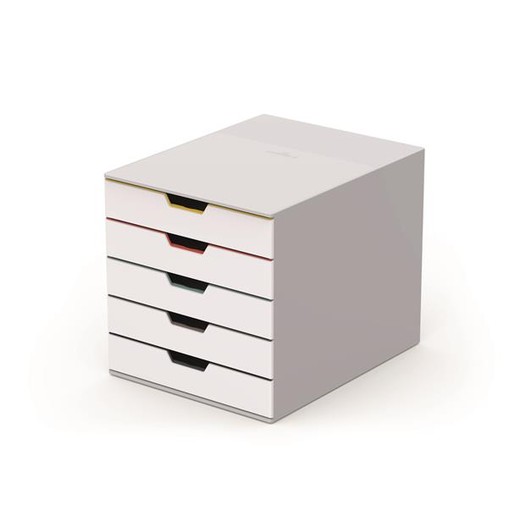 Zásuvkový box, plastový, 5 zásuviek , DURABLE "VARICOLOR® 5", biela
