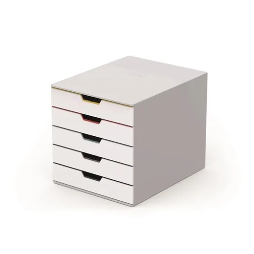 Zásuvkový box, plastový, 5 zásuviek , DURABLE "VARICOLOR® 5", biela