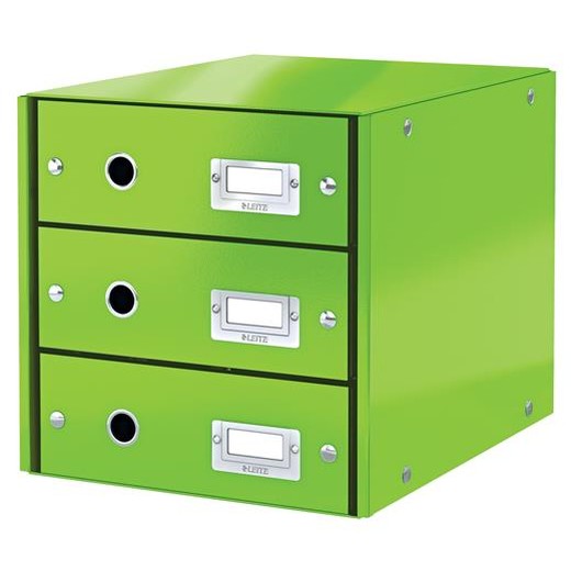 Zásuvkový box, polaminovaný kartón, 3 zásuvky, LEITZ "Click&Store", zelený