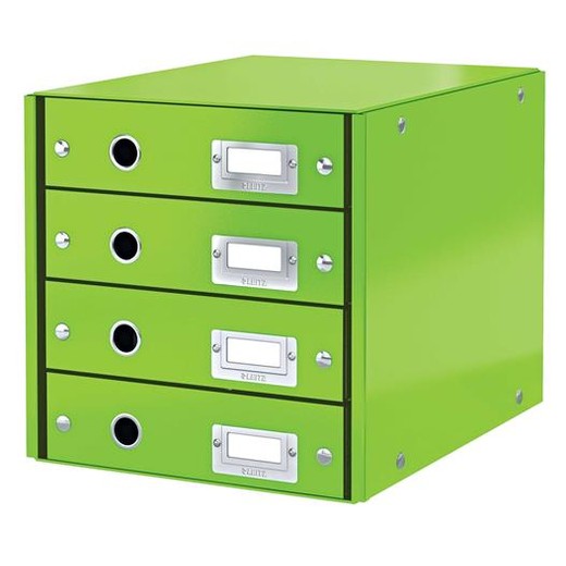 Zásuvkový box, polaminovaný kartón, 4 zásuvky, LEITZ "Click&Store", zelená