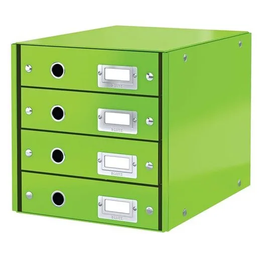 Zásuvkový box, polaminovaný kartón, 4 zásuvky, LEITZ "Click&Store", zelená