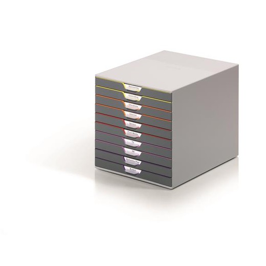 Zásuvkový box, plastový, 10 zásuviek, DURBALE "VARICOLOR® 10", sivá