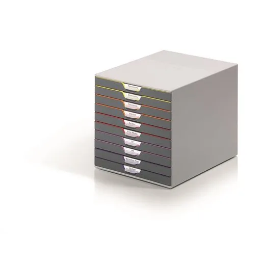 Zásuvkový box, plastový, 10 zásuviek, DURBALE "VARICOLOR® 10", sivá