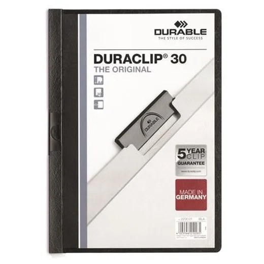 Rýchloviazač, s klipom, A4, DURABLE "DURACLIP® 30", čierny