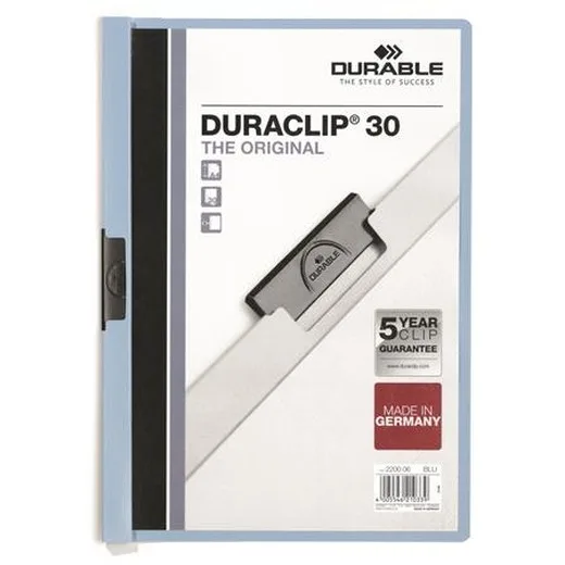 Rýchloviazač, s klipom, A4, DURABLE "DURACLIP® 30", modrý